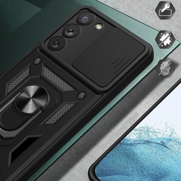Etui Hybrid Armor Camshield do Samsung Galaxy S23+ pancerny pokrowiec z osłoną na aparat niebieskie