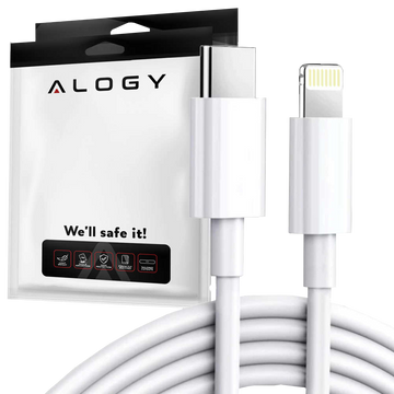 2x Kabel 2m USB-C do Lightning Alogy Fast Charge przewód do ładowania iPhone 20W biały 