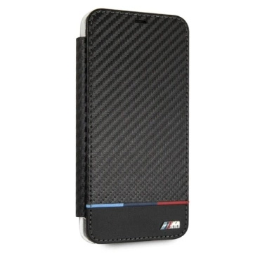 BMW BMTRBKI65PUCARTCBK Schutzhülle für Apple iPhone Xs Max Buch schwarz/schwarz Carbon Tricolor Stripe