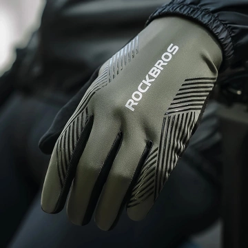 Rękawiczki Rowerowe Rockbros 3-Sezonowe XL Zielone Dotykowe