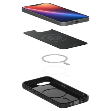 Etui für iPhone 16e Spigen Liquid Air Mag MagSafe Mattschwarz