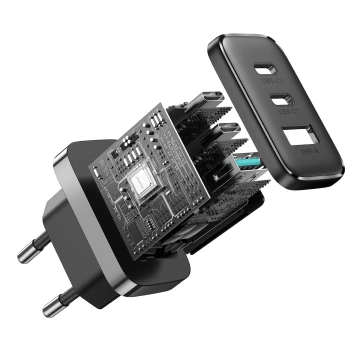 Joyroom 2x USB-C USB-A 32W Schnellladegerät - Schwarz