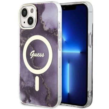 Etui Guess GUHMP14SHTMRSU für iPhone 14 6,1" Hardcase Golden Marble MagSafe