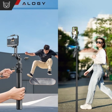Kijek Selfie Stick Quadrapod Alogy TrackPod 2w1 z uchwytem na telefon i mocowaniem 1/4 Funkcja śledzenia twarzy  kompatybilny z iPhone Android