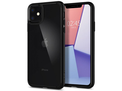 Spigen Ultra Hybrid Hülle für Apple iPhone 11 Aloga aus mattschwarzem Glas
