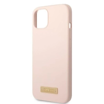 Etui Guess GUHMP13MSBPLP do Apple iPhone 13 6,1" różowy/pink hard case Silicone Logo Plate MagSafe