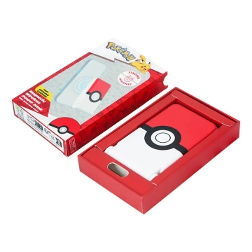 OTL Magnetische Powerbank 5000 mAh, USB-C 15 W, Pokemon Pokeball mit Ständer (Weiß-Rot)