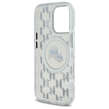 Etui Karl Lagerfeld do iPhone 16 Pro Max 6.9" Przezroczysty MagSafe IML Monogram Karl&Choupette Head 