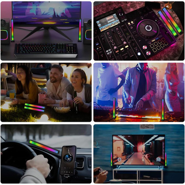 Lampa LED RGB Lampka USB migająca w rytm muzyki Listwa Smart Bar 18cm kolorowa 32bit Gaming Alogy Czarny