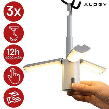 Lampa Zewnętrzna LED z Haczykiem 4000mAh 12h, Przenośna, Energooszczędna, Ogrodowa, Kempingowa i Domowa Alogy OutdoorLamp™ – Biała