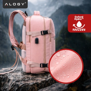 Damen-Reise-Laptop-Rucksack für Koffer, Gepäck, Flugzeug, Arbeit, Schule, 45 x 30 x 20 cm, Alogy Pink