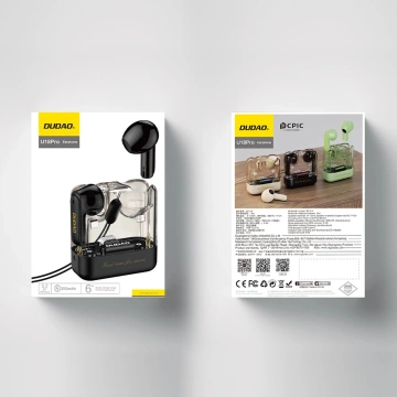 Słuchawki TWS Dudao U18Pro Bluetooth 5.3 – Przezroczyste, LED, Czarny