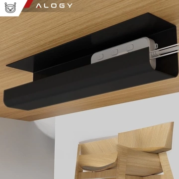 Kabel-Organizer unter der Tischplatte, Ablage für Kabel, Kabelleisten, Tischplatte, Alogy-Schreibtisch, 55 cm, Schwarz