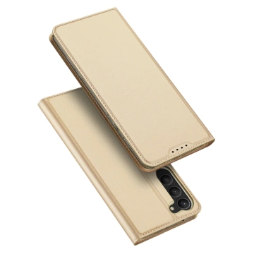 Etui ochronne na telefon Dux Ducis Skin Pro do Samsung Galaxy S23+ pokrowiec z klapką portfel na kartę podstawka złote