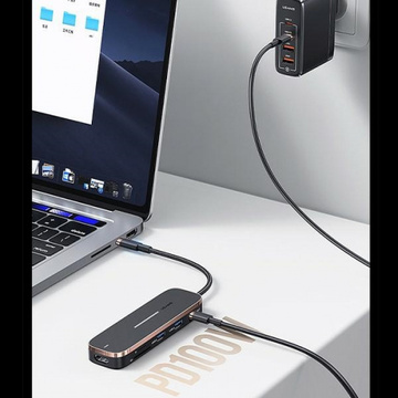 USAMS Adapter HUB 3xUSB USB-C HDMI Czarny/Schwarz SJ578HUB01 (US-SJ578)