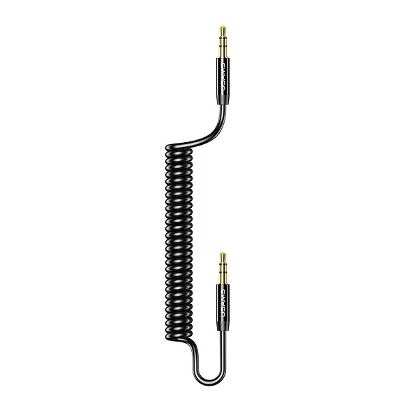 USAMS Adapter Spring audio jack 3,5mm -3,5mm 1,2m czarny/black SJ256YP01 (US-SJ256)