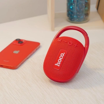 Głośnik Bluetooth HOCO HC17 Przenośny z Karabińczykiem Czerwony 5W