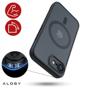 Etui do Apple iPhone 16e obudowa ochronna na telefon Alogy Matte HybridMag™️ Case do MagSafe Matowe Antypoślizgowe Wzmocnione Narożniki Czarne + Szkło Hartowane