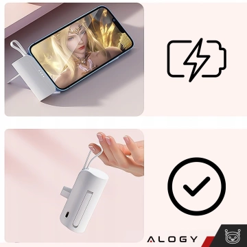 PowerBank 5000 mAh Alogy Power Bank Pocket kleines externes Ladegerät Power Bank USB-C und Lightning Weiß
