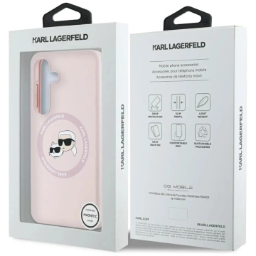 Etui do Samsung Galaxy S25 Plus Różowy Karl Lagerfeld Silicone Double Heads And Circle MagSafe