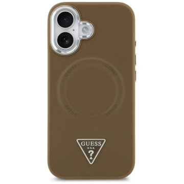 Etui Guess MagSafe do iPhone 17 Triangle Logo Brown