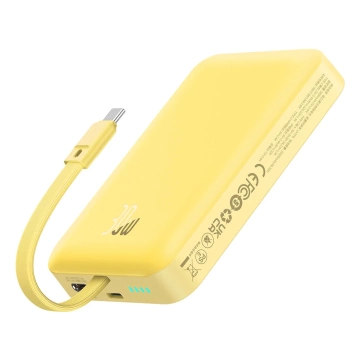 Baseus Magnetic Mini MagSafe 10000 mAh 30 W Powerbank mit integriertem USB-C-Kabel – Gelb Baseus Simple Series USB-C – USB-C 60 W 0,3 m Kabel