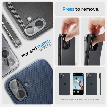 Szkło hartowane osłona aparatu Spigen Optik.Tr "EZ FIT" Camera Protector 2-PACK do Apple iPhone iPhone 16 / 16 Plus Crystal Clear