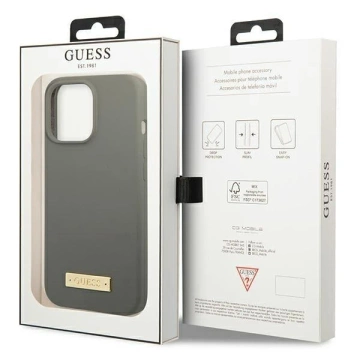 Etui Guess GUHMP13LSPLG do Apple iPhone 13 Pro / 13 6,1" szary/grey hard case Silicone Logo Plate MagSafe