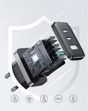 Joyroom 2x USB-C USB-A 32W Schnellladegerät - Schwarz