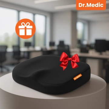  Poduszka na fotel DR.MEDIC ComfySeat™ Ergonomiczna siedzisko biurowe wsparcie kości ogonowej na krzesło do biura auta samochodu Czarna