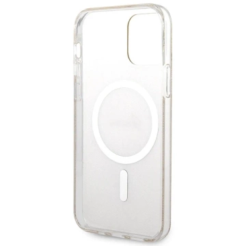 Zestaw Guess GUBPP12MH4EACSW Case+ Charger iPhone 12/12 Pro brązowy/brown hard case 4G MagSafe Print 