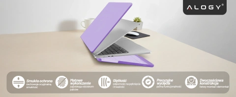 Etui do Apple Macbook Air 13.6 2022-2025 (M2/M3/M4) – elastyczna, matowa obudowa ochronna, lekka i odporna – Alogy AirGuard™ Fioletowy