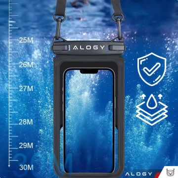 2x Etui wodoodporne wodoszczelne IPX8 na telefon 6.7" podwójne Case futerał Alogy Waterproof Czarne