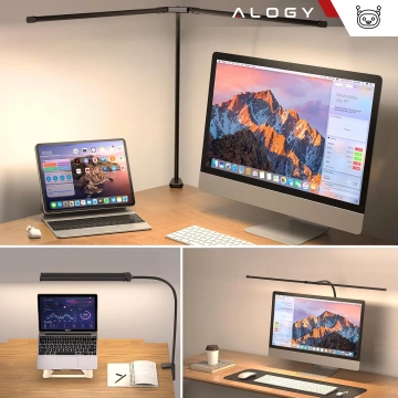 Lampka biurkowa nocna LED Alogy 30 trybów USB podwójne oświetlenie lampa z elastycznym ramieniem do biurka