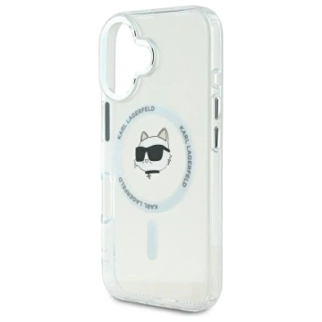 Etui Karl Lagerfeld  do iPhone 16 6.1" Biały Hardcase IML Metal Choupette Head MagSafe
