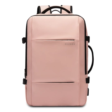 Plecak wodoodporny Bange na laptopa 15.6" miejski podróżny 47x31x15-25 cm do pracy samolotu męski damski z portem USB Różowy