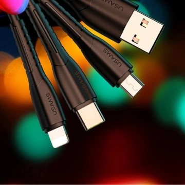 USAMS Ładowarka samochodowa 2xUSB C13 2,1A 3w1 (microUSB/USB-C/lightning) czarny/black NTU35YTSC13TZ