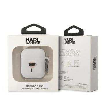 Schutzhülle für Kopfhörer Karl Lagerfeld für AirPods 1/2 Cover weiß/weiß Silikon Karl Head 3D