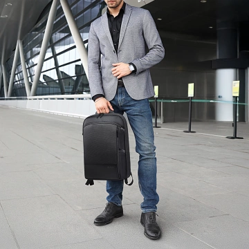 Bange Wasserdichter Rucksack für Laptops bis 15,6 Zoll, 43 x 31 x 7 cm, ideal für Stadt, Reisen, Arbeit und Flugreisen, für Damen und Herren, Schwarz