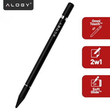 Alogy 2-in-1 kapazitiver Touch-Stift für Telefon-Tablet-Bildschirm mit Stift Schwarz