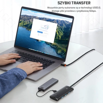 BASEUS Adapter HUB USB-C do 4x USB-A 100cm 