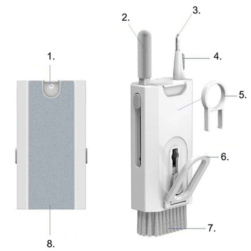 Multifunktionaler Reiniger Alogy Cleaner Set 8-in-1-Kopfhörer-Tastatur-Bildschirm-Reinigungsset für Telefone, Tablets, Laptops, Computer Weiß