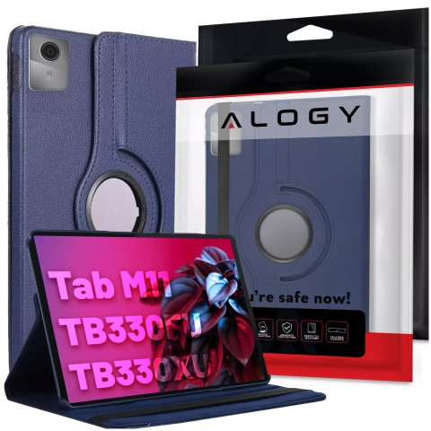 Case 360 für Lenovo Tab M11 10,95 Zoll TB330FU / TB330XU / TB331FC Drehbares Cover Tablet Flip Cover Case Alogy Marineblau