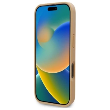 Karl Lagerfeld Hülle für iPhone 16 Pro 6,3" Beige MagSafe Hardcase Leder Monogramm Metall Logo