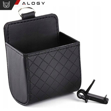 Organizer samochodowy na kratkę uchwyt zaczep do kratki auta samochodu box Alogy Car Air Vent Czarny