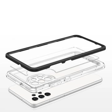 Klare 3in1 Hülle für Samsung Galaxy A72 4G Frame Gel Cover Schwarz