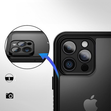 Hülle für iPhone 14 Pro Max, wasserdicht, gepanzert, 360-Grad-Hülle, Hybridlinse, Kameraschutz, IP68, wasserdicht, Schwarz