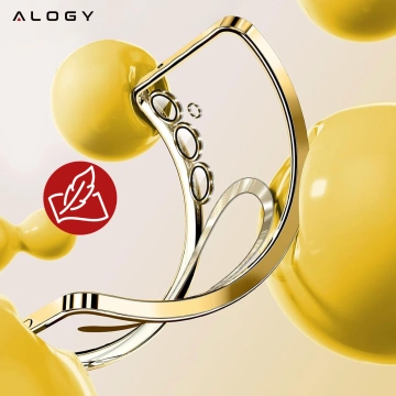 Etui do Samsung Galaxy S24 FE Alogy LuxeShield™️ Glamour Luxury Ring obudowa do MagSafe z osłoną aparatów Złote + szkło hartowane