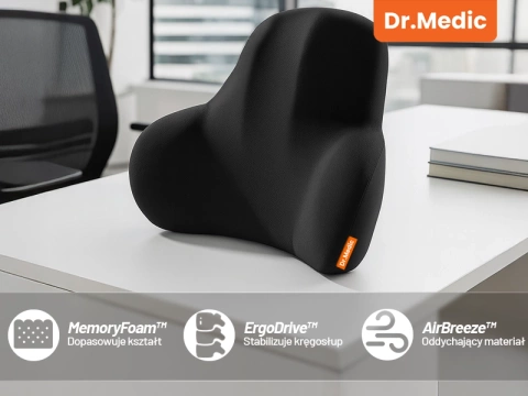  Poduszka do Samochodu pod Plecy Lędźwie DR.MEDIC ErgoDrive™ Ergonomiczna poduszka lędźwiowa na fotel krzesło do biura gaming auta dla kierowcy pasażera