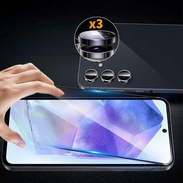 2x Szkło hartowane na ekran + szkło na obiektyw do Samsung Galaxy A35 5G zestaw szkieł ochronnych Clear Set